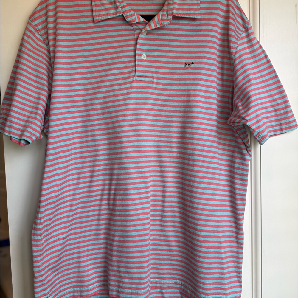 Southern Point Men's Striped Polo Shirt - Blue and Pink size L